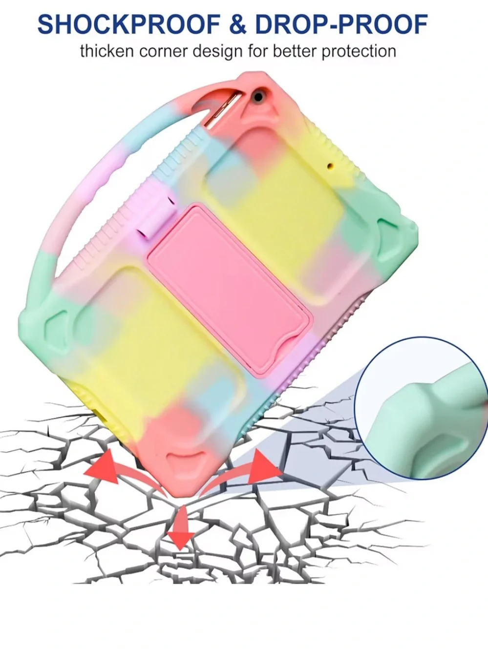 Kids iPad Case with Handle & Stand - Pastel Fits iPad Air/Air2 & 5th/6th Gen